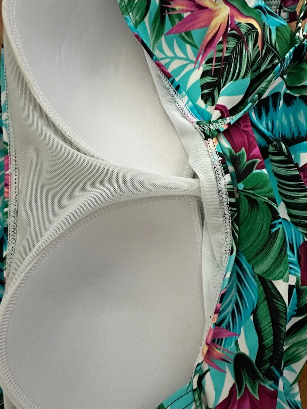 Women’s croft & barrow Tropical Floral Tankini Top in Mint and Pink Plus 16 - Picture 7 of 9